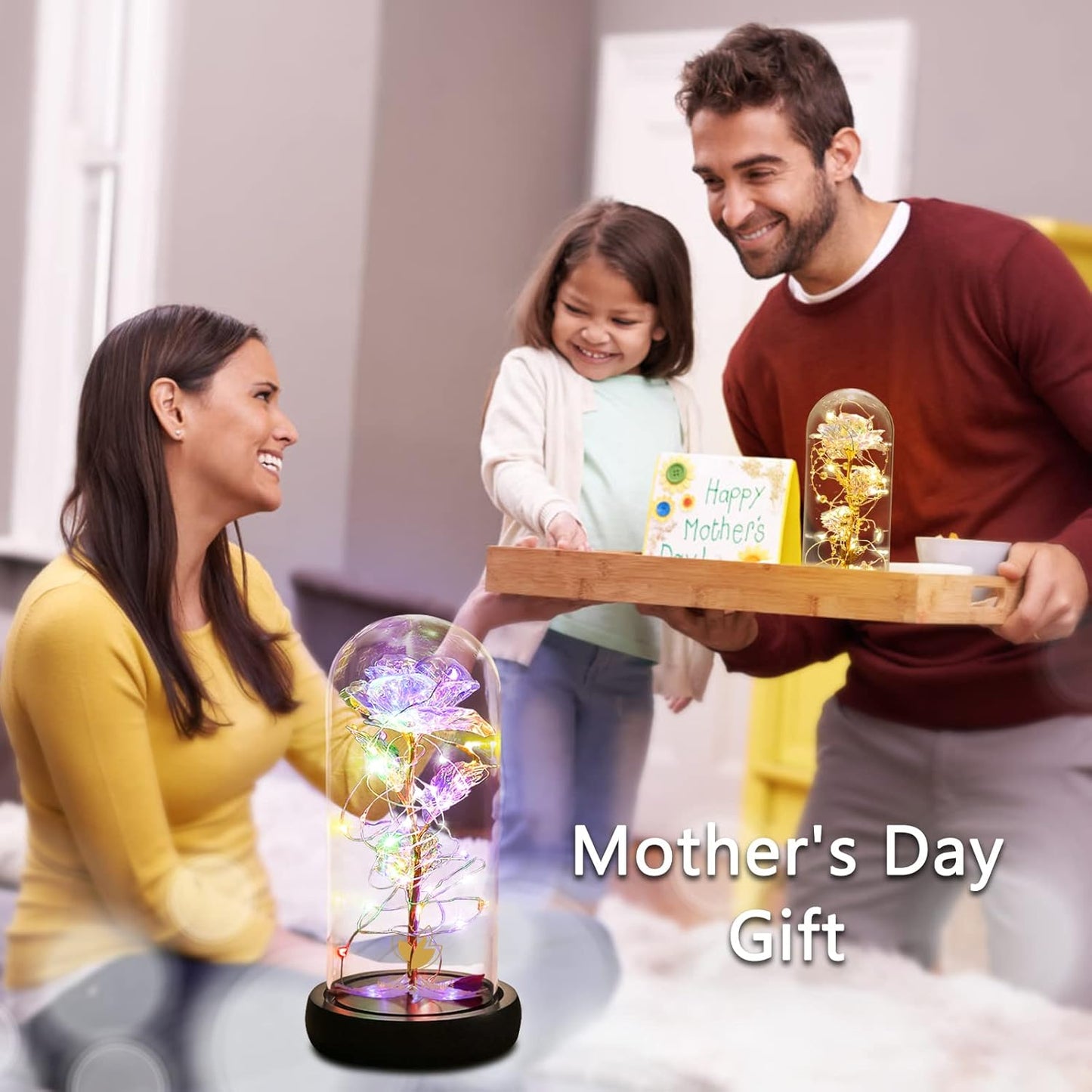 Galaxy Artificial Rose, Colorful Gold Foil Rose Enchanted Flower Rose, Beauty and the Beast Rose (24K Red Rose)