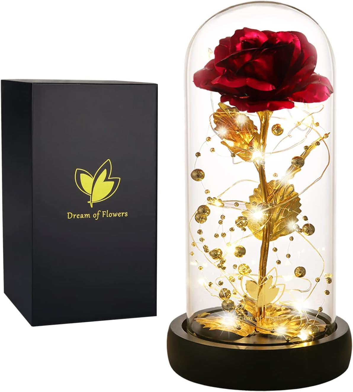 Galaxy Artificial Rose, Colorful Gold Foil Rose Enchanted Flower Rose, Beauty and the Beast Rose (24K Red Rose)